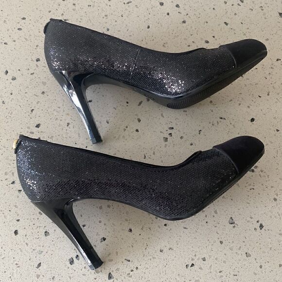 Monet Women’s Black Shimmery Glamorous Heels Pumps Size 6 - Picture 9 of 12